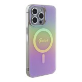 Guess IML Iridescent Script MagSafe Zadní Kryt pro iPhone 15 Pro Pink