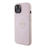 Guess PU Saffiano MagSafe Zadní Kryt pro iPhone 15 Pink