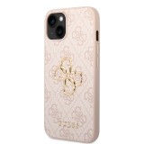 Guess PU 4G Metal Logo Zadní Kryt pro iPhone 15 Plus Pink