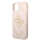 Guess PU 4G Metal Logo Zadní Kryt pro iPhone 15 Plus Pink