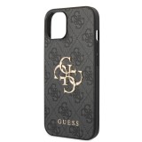 Guess PU 4G Metal Logo Zadní Kryt pro iPhone 15 Plus Grey