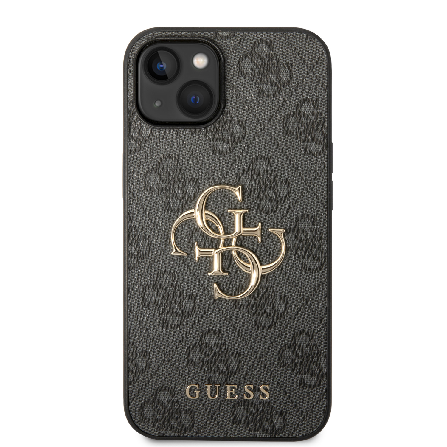 Guess PU 4G Metal Logo Zadní Kryt pro iPhone 15 Plus Grey