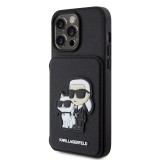 Karl Lagerfeld PU Saffiano Card Slot Stand Karl and Choupette Zadní Kryt pro iPhone 15 Pro Max Black