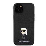 Karl Lagerfeld Fixed Glitter Metal Ikonik Zadní Kryt pro iPhone 15 Plus Black