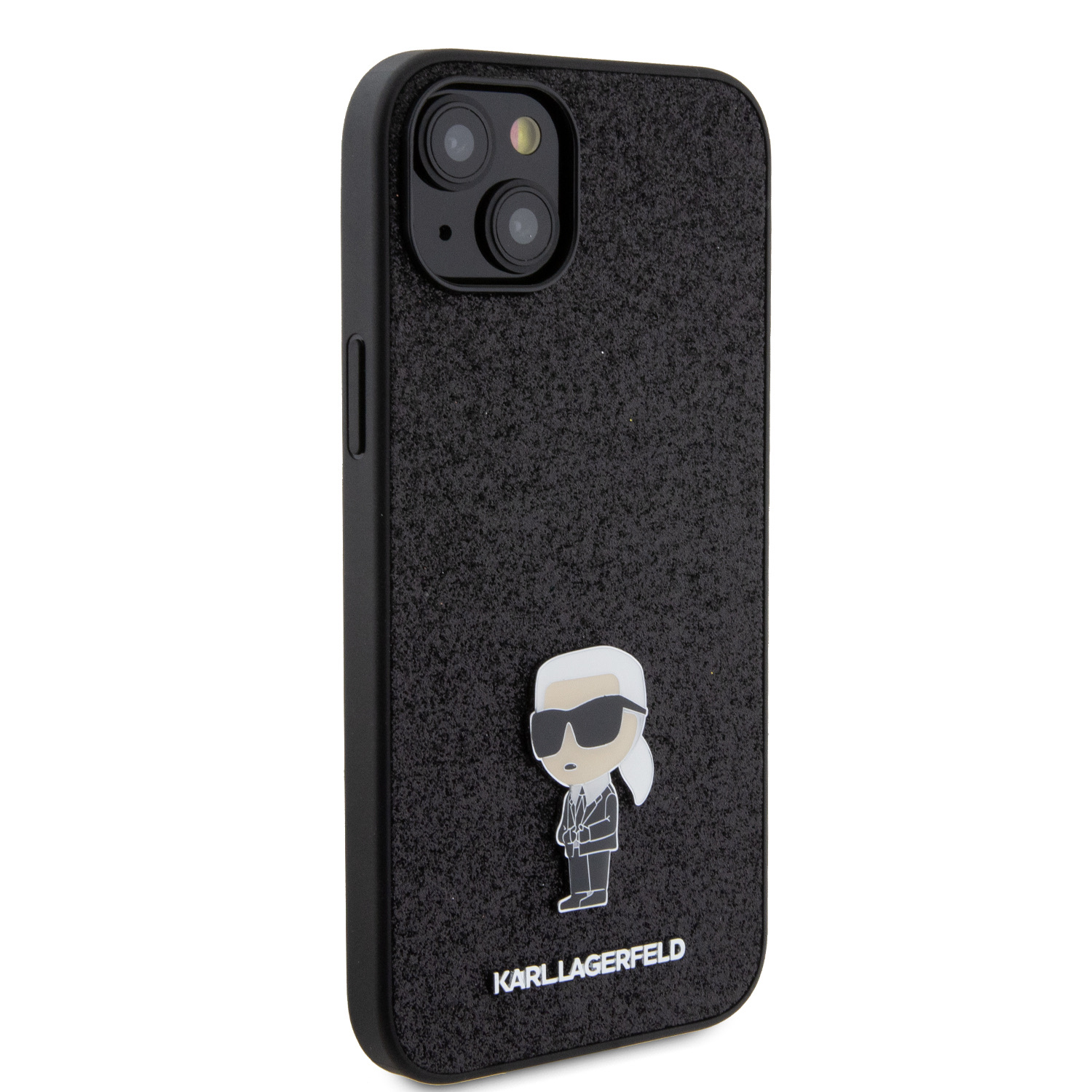 Karl Lagerfeld Fixed Glitter Metal Ikonik Zadní Kryt pro iPhone 15 Plus Black