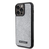 Karl Lagerfeld Rhinestone Plate Metal Logo Zadní Kryt pro iPhone 15 Pro Max Silver