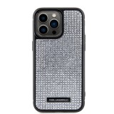 Karl Lagerfeld Rhinestone Plate Metal Logo Zadní Kryt pro iPhone 15 Pro Max Silver