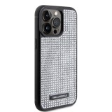 Karl Lagerfeld Rhinestone Plate Metal Logo Zadní Kryt pro iPhone 15 Pro Max Silver