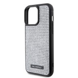 Karl Lagerfeld Rhinestone Plate Metal Logo Zadní Kryt pro iPhone 15 Pro Max Silver