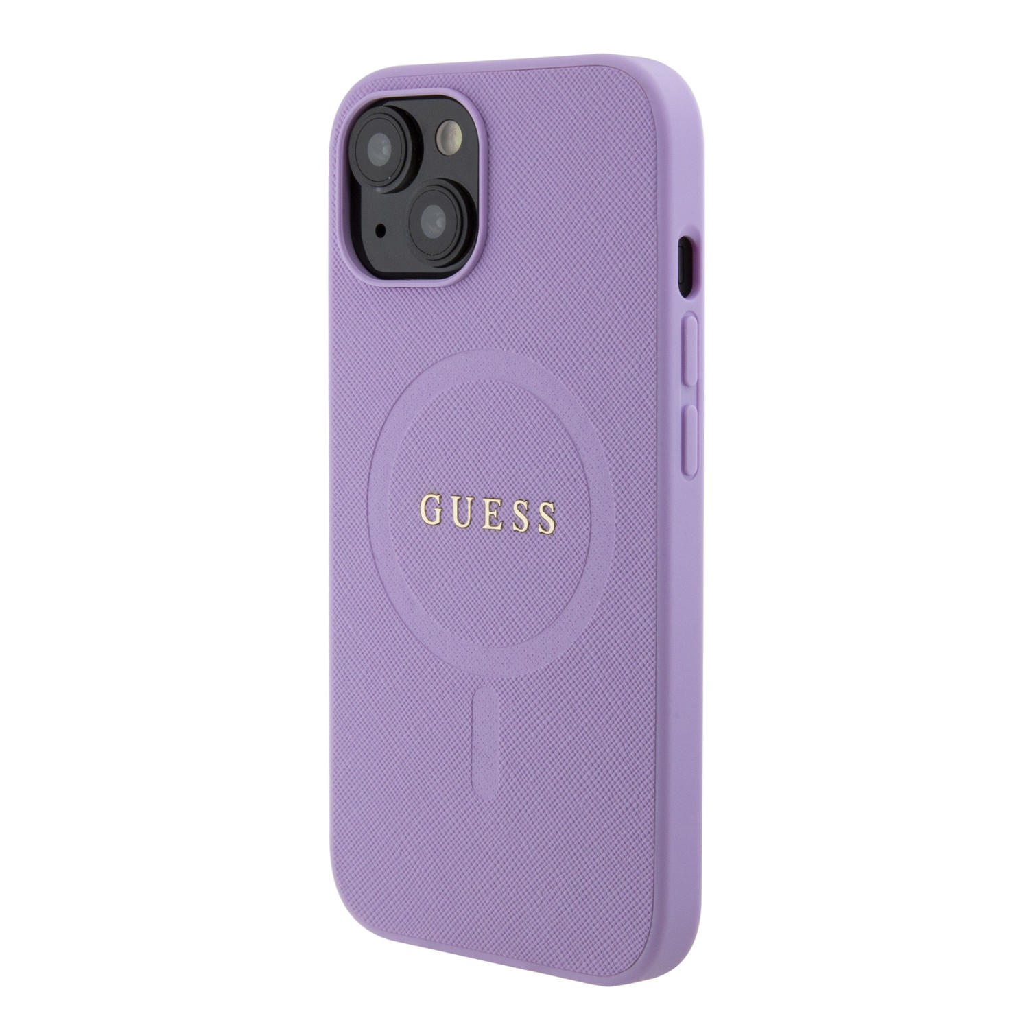 Guess PU Saffiano MagSafe Zadní Kryt pro iPhone 15 Purple