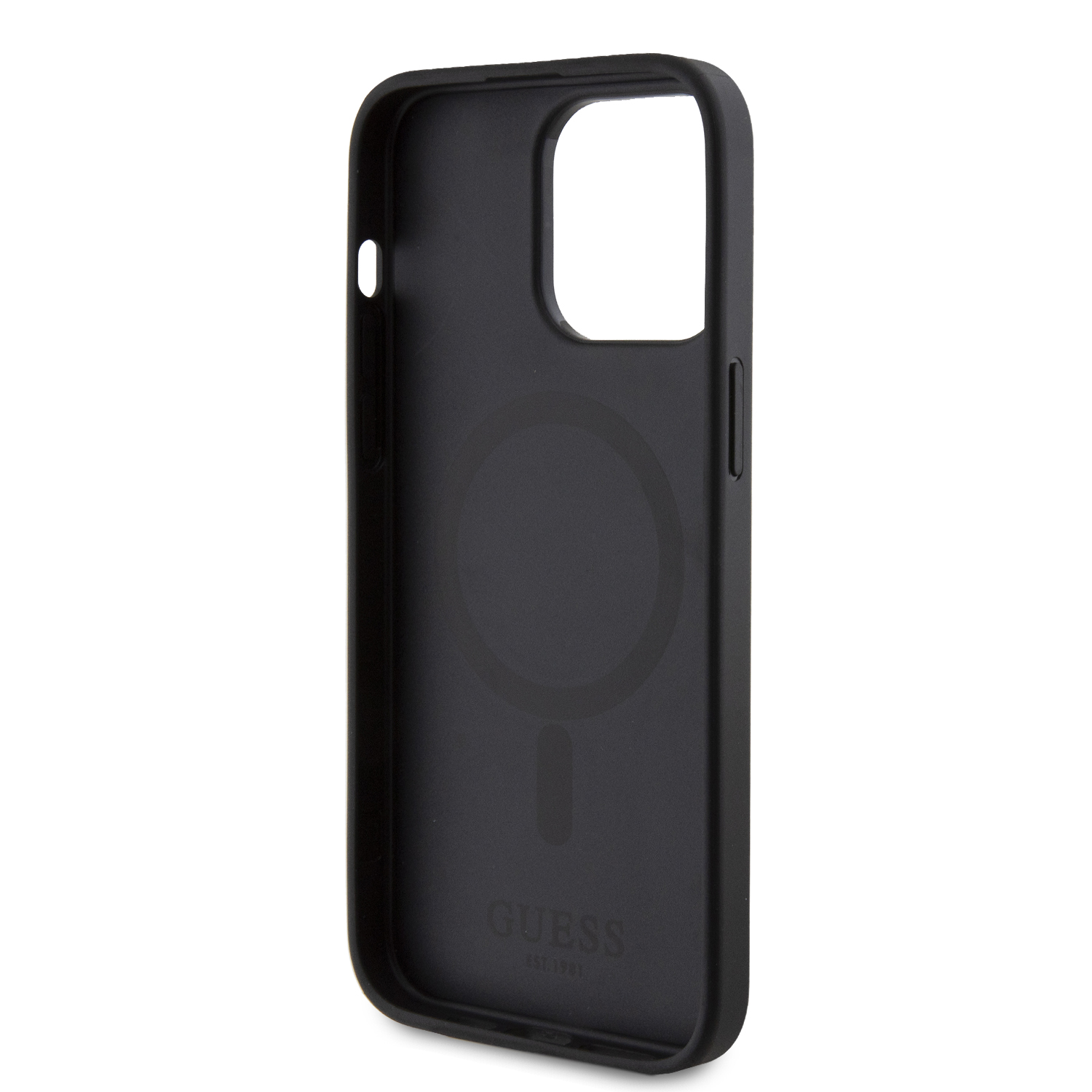 Guess PU 4G Stripe MagSafe Zadní Kryt pro iPhone 15 Pro Max Black