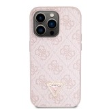 Guess PU 4G Strass Triangle Metal Logo Zadní Kryt + Crossbody Popruh pro iPhone 15 Pro Max Pink