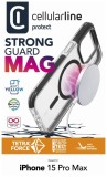 Ochranný kryt Cellularline Tetra Force Strong Guard Mag s podporou Magsafe pro Apple iPhone 15 Pro Max, transparentní