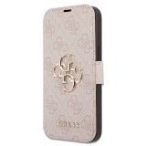 Guess PU 4G Metal Logo Book Pouzdro pro iPhone 15 Pro Max Pink