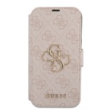 Guess PU 4G Metal Logo Book Pouzdro pro iPhone 15 Pro Max Pink
