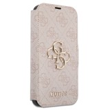 Guess PU 4G Metal Logo Book Pouzdro pro iPhone 15 Pro Max Pink