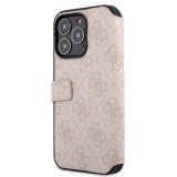 Guess PU 4G Metal Logo Book Pouzdro pro iPhone 15 Pro Max Pink