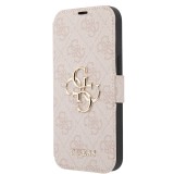 Guess PU 4G Metal Logo Book Pouzdro pro iPhone 15 Pink