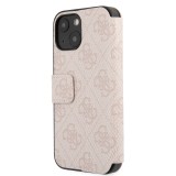 Guess PU 4G Metal Logo Book Pouzdro pro iPhone 15 Pink