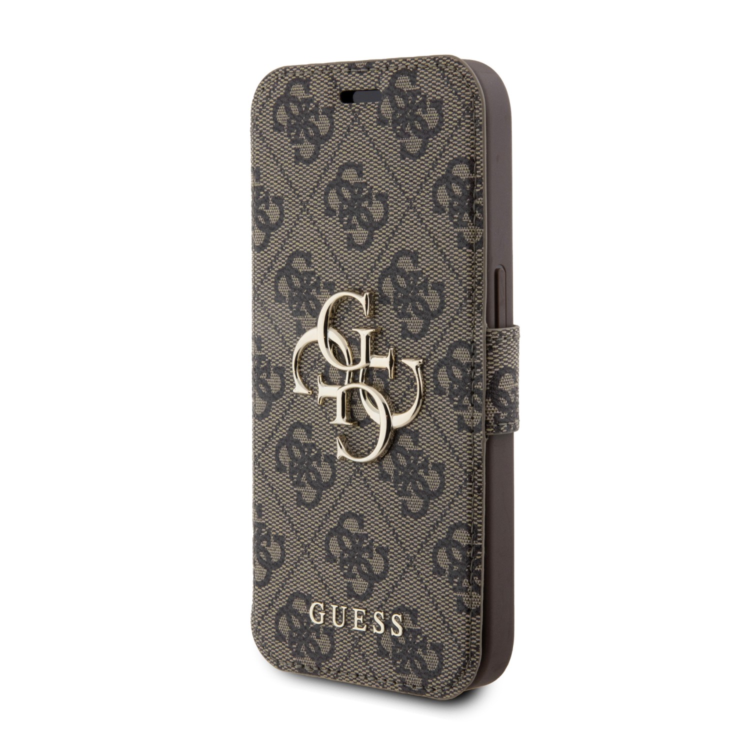 Guess PU 4G Metal Logo Book Pouzdro pro iPhone 15 Pro Max Brown