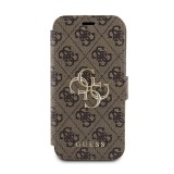 Flipové puzdro Guess PU 4G Metal Logo Book pre Apple iPhone 15 Pro, hnedá