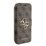 Flipové puzdro Guess PU 4G Metal Logo Book pre Apple iPhone 15 Pro, hnedá