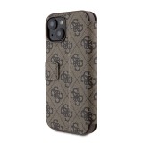 Flipové puzdro Guess PU 4G Metal Logo Book pre Apple iPhone 15 Pro, hnedá