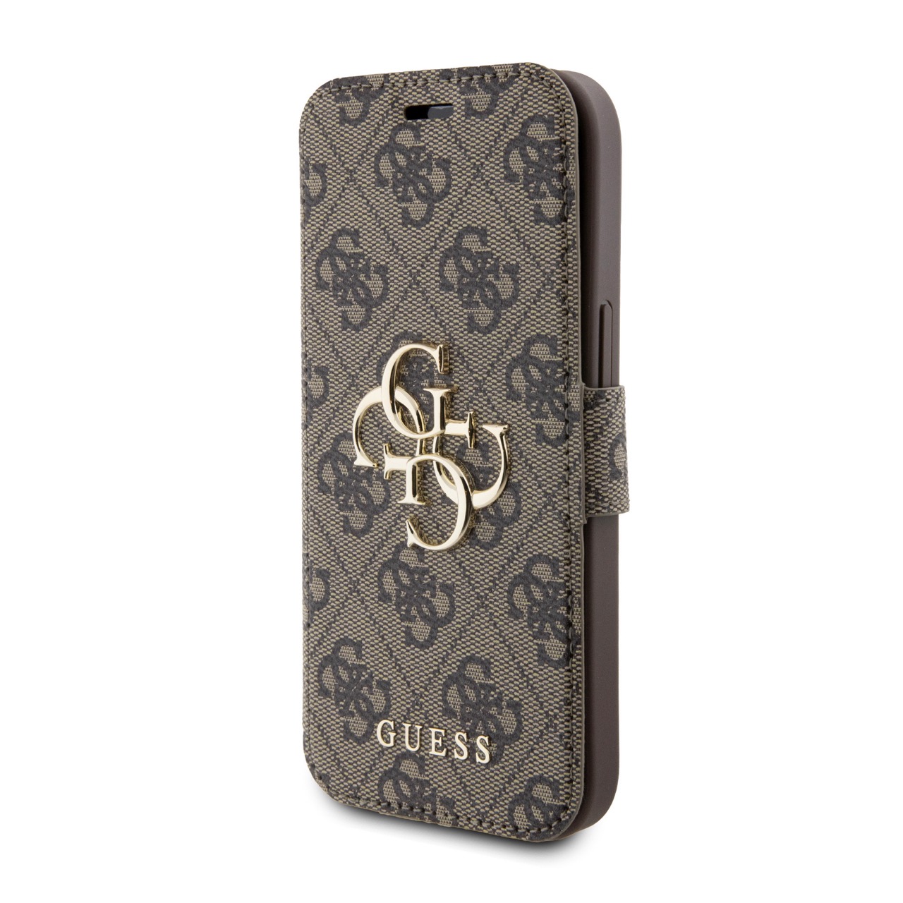 Flipové puzdro Guess PU 4G Metal Logo Book pre Apple iPhone 15 Pro, hnedá