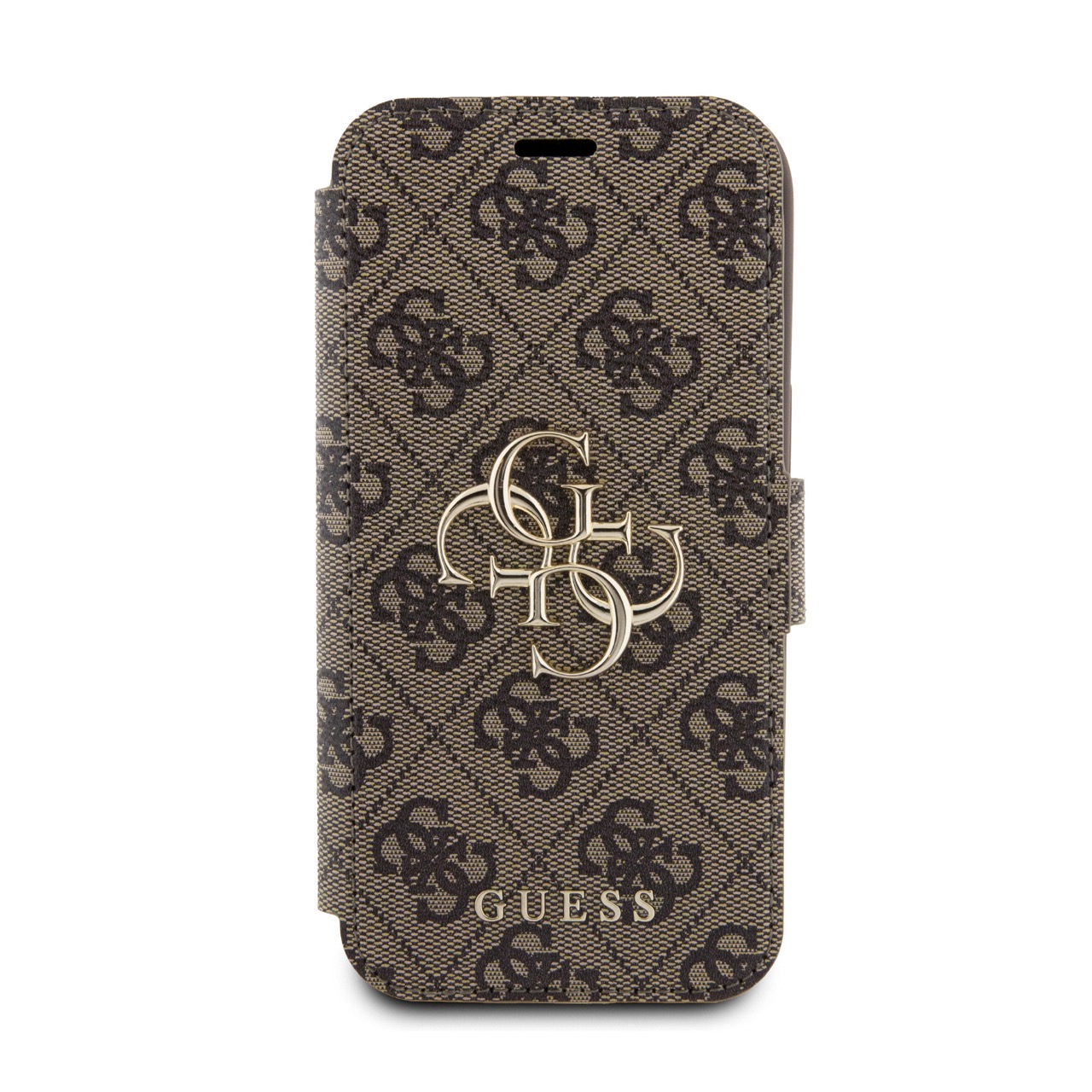 Flipové puzdro Guess PU 4G Metal Logo Book pre Apple iPhone 15 Pro, hnedá