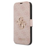 Guess PU 4G Metal Logo Book Pouzdro pro iPhone 15 Pro Pink