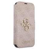 Guess PU 4G Metal Logo Book Pouzdro pro iPhone 15 Pro Pink