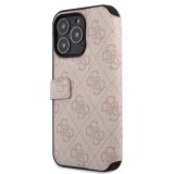 Guess PU 4G Metal Logo Book Pouzdro pro iPhone 15 Pro Pink