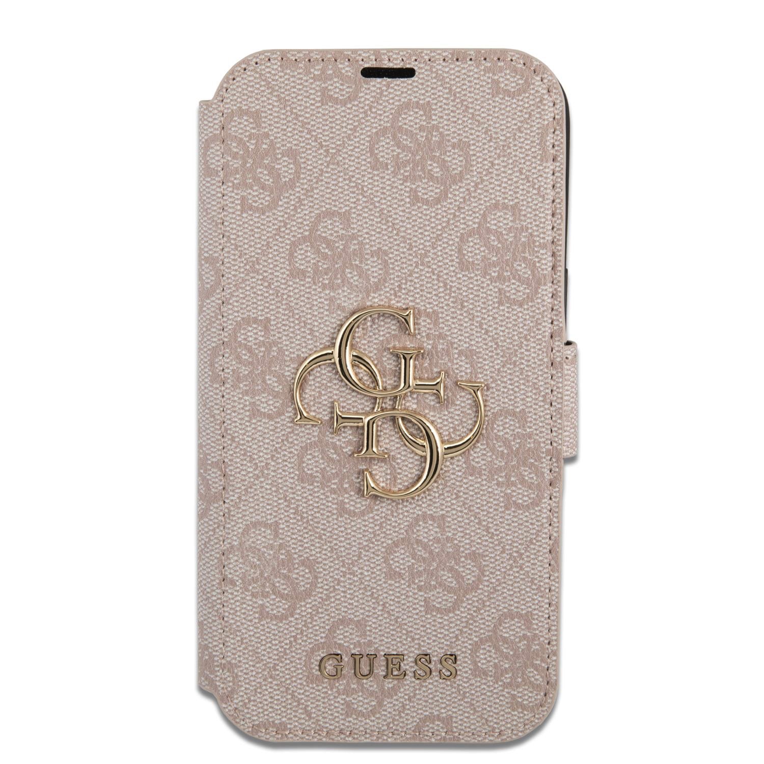 Guess PU 4G Metal Logo Book Pouzdro pro iPhone 15 Pro Pink