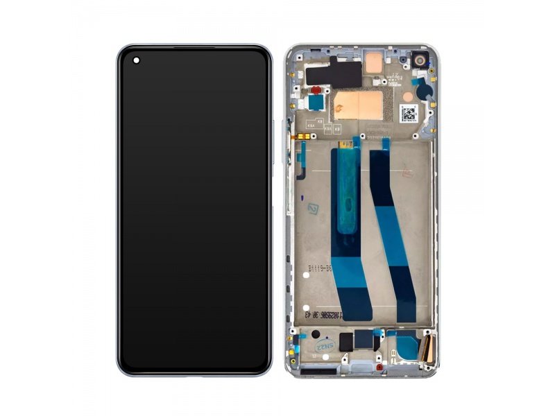 LCD + dotyk + rámček pre Xiaomi 11 Lite 5G NE/Mi 11 Lite 4G/5G 2021, white (Service Pack)