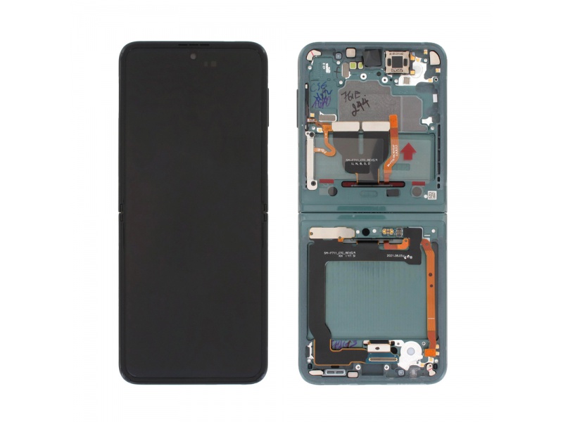 LCD + dotyk + rámček pre Samsung Galaxy Z Flip 3 5G bez kamery, grren (Service Pack)