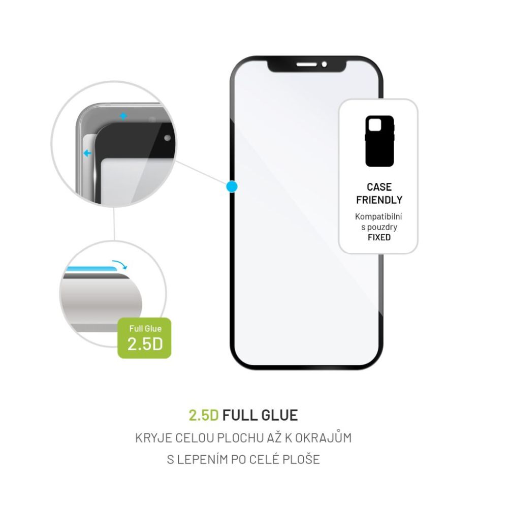 Ochranné tvrzené sklo FIXED Full-Cover pro ZTE Blade A73 5G, lepení přes celý displej, černé