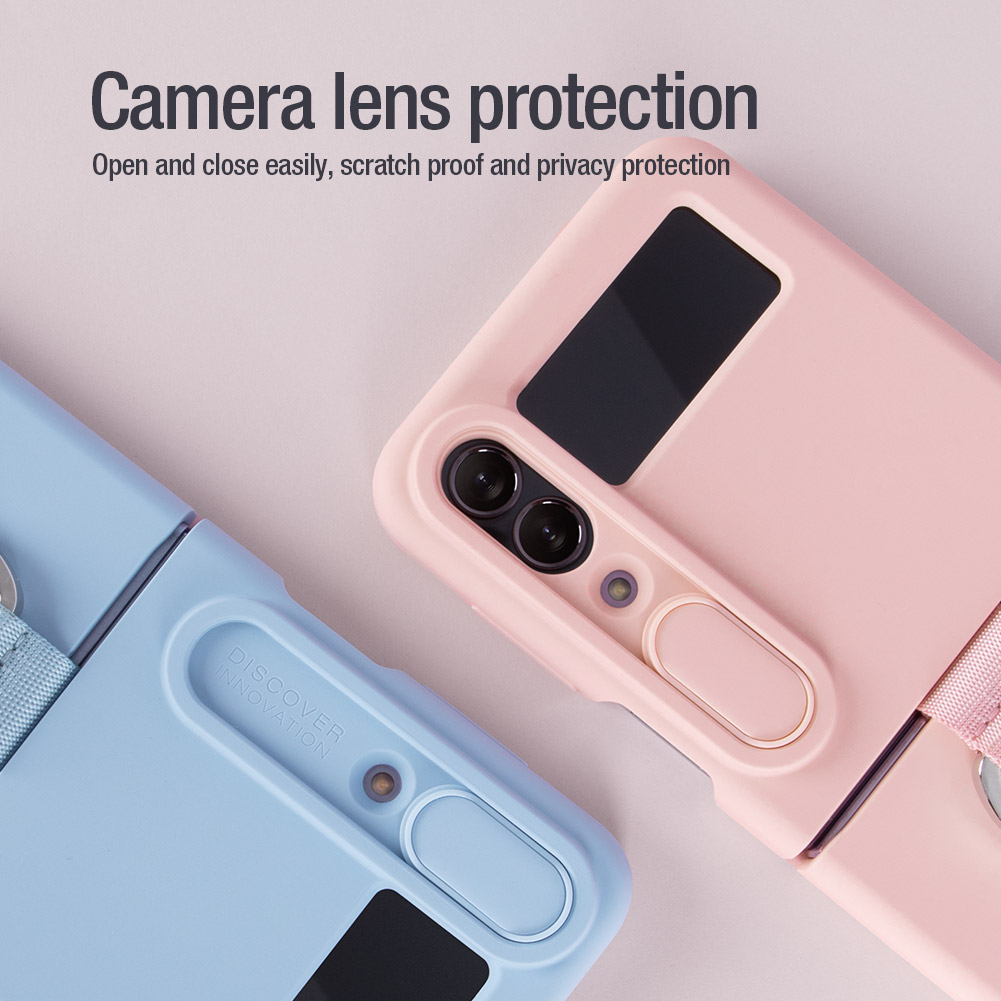 Nillkin CamShield Silky Silikonový Kryt pro Samsung Galaxy Z Flip 4 5G Misty Purple