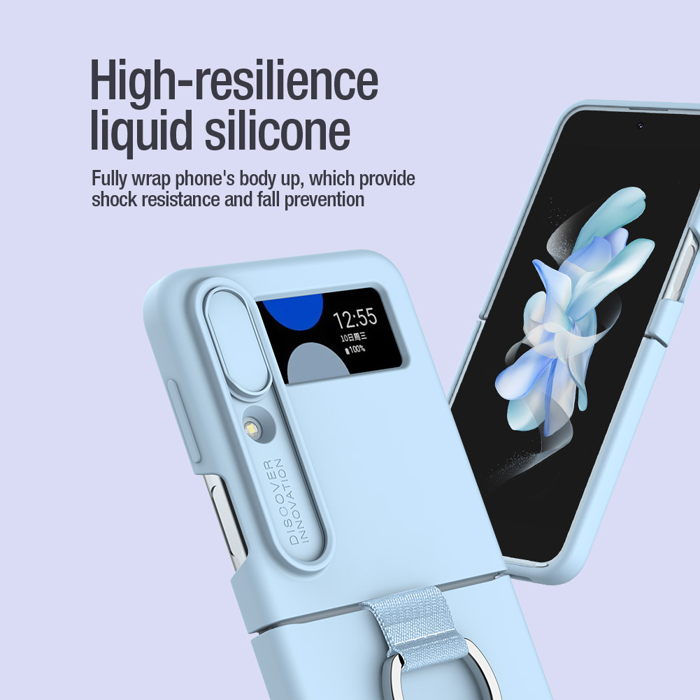 Nillkin CamShield Silky Silikonový Kryt pro Samsung Galaxy Z Flip 4 5G Misty Purple