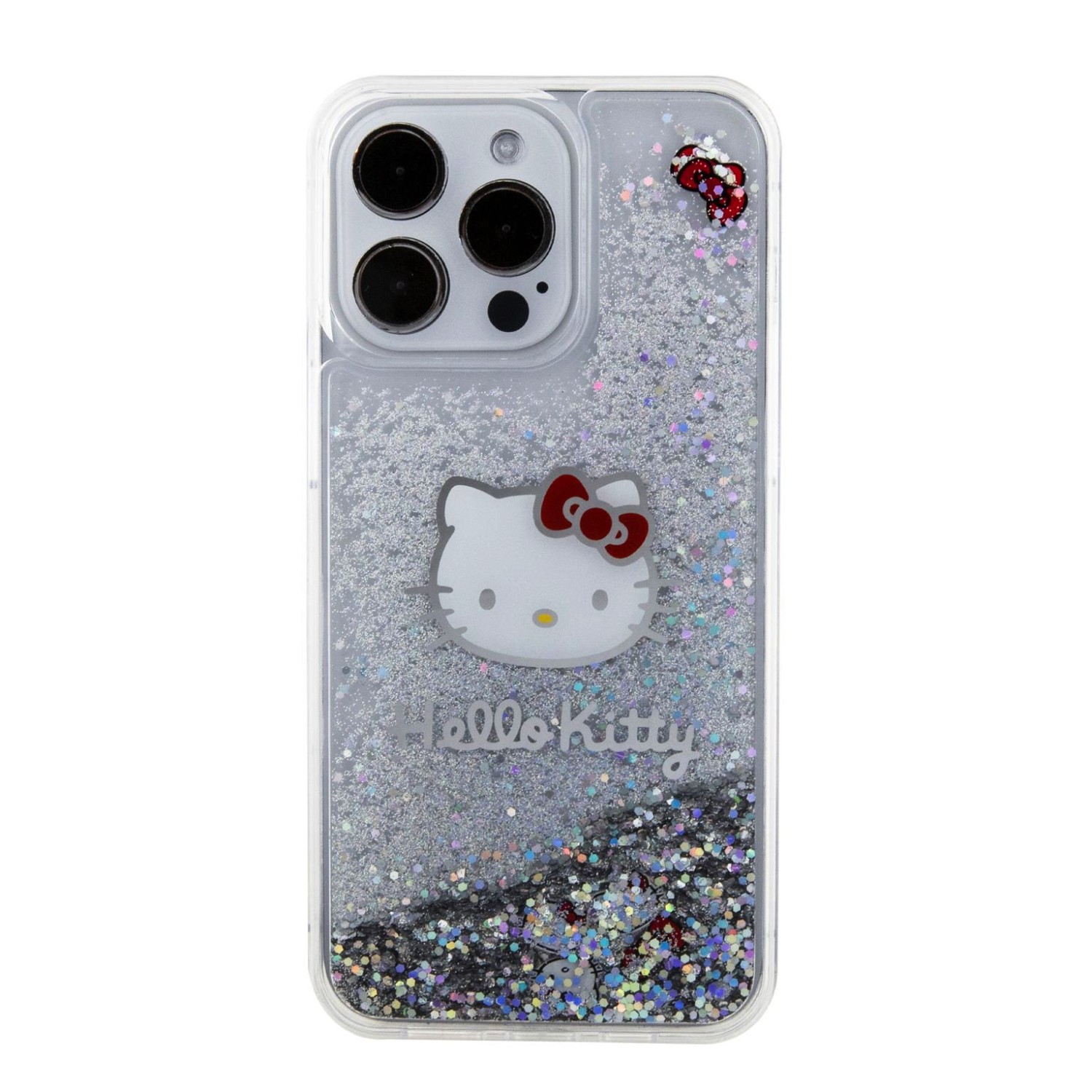 Hello Kitty Liquid Glitter Electroplating Head Logo Zadní Kryt pro iPhone 15 Pro Max Transparent