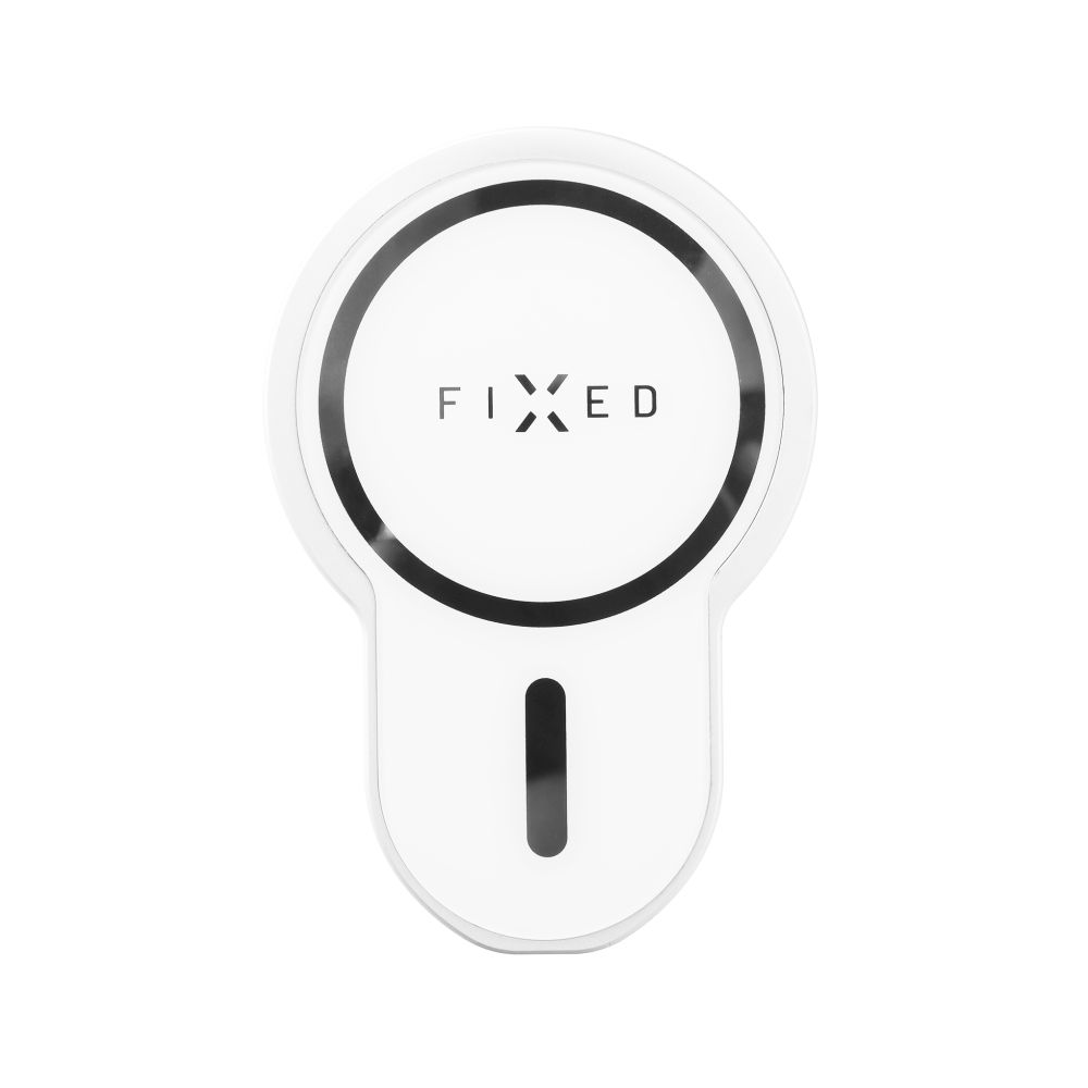 Držák s bezdrátovým nabíjením FIXED MagClick s podporou uchycení MagSafe, 15W, bílý 