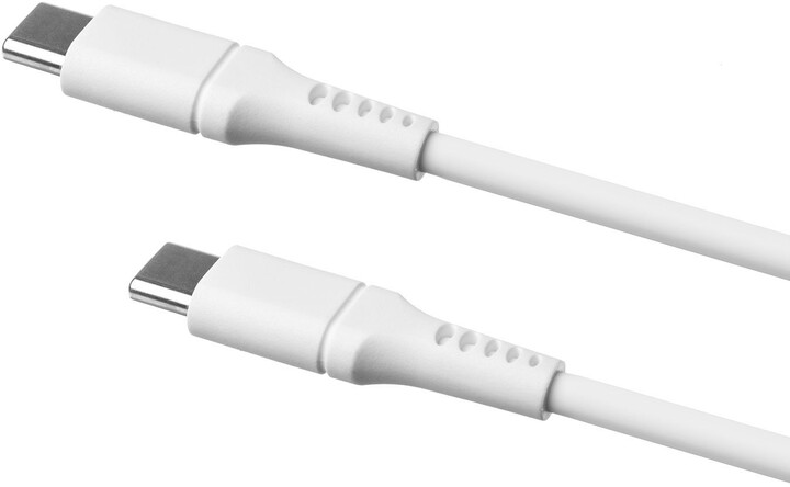 Nabíjecí a datový kabel FIXED Liquid silicone s konektory USB-C/USB-C a podporou PD, 1.2m, USB 2.0, 60W, bílá