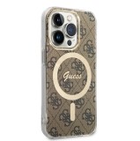 Guess 4G IML MagSafe Zadní Kryt pro iPhone 14 Pro Brown