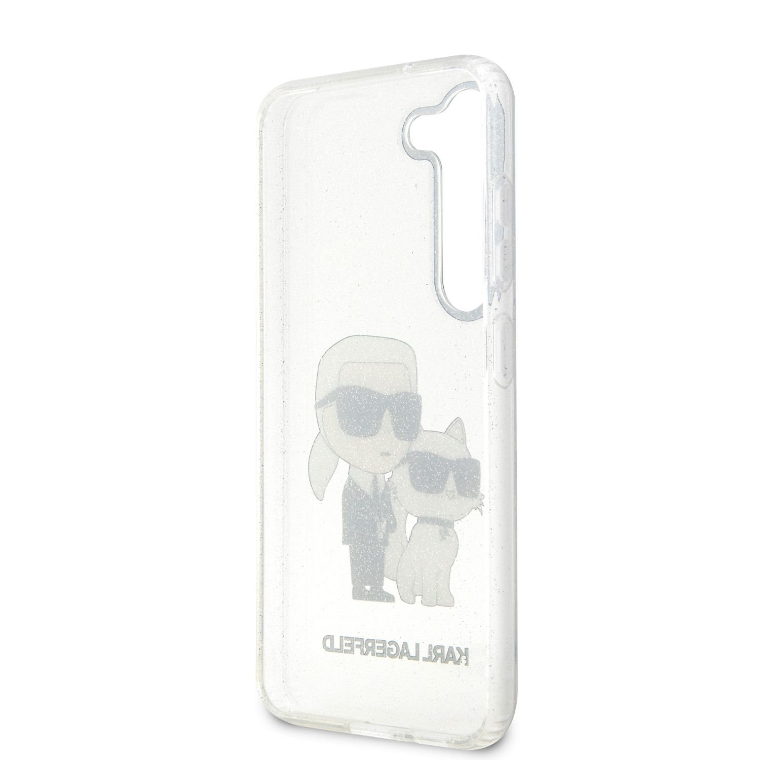 Karl Lagerfeld IML Glitter Karl and Choupette NFT Zadní Kryt pro Samsung Galaxy S23+ Transparent