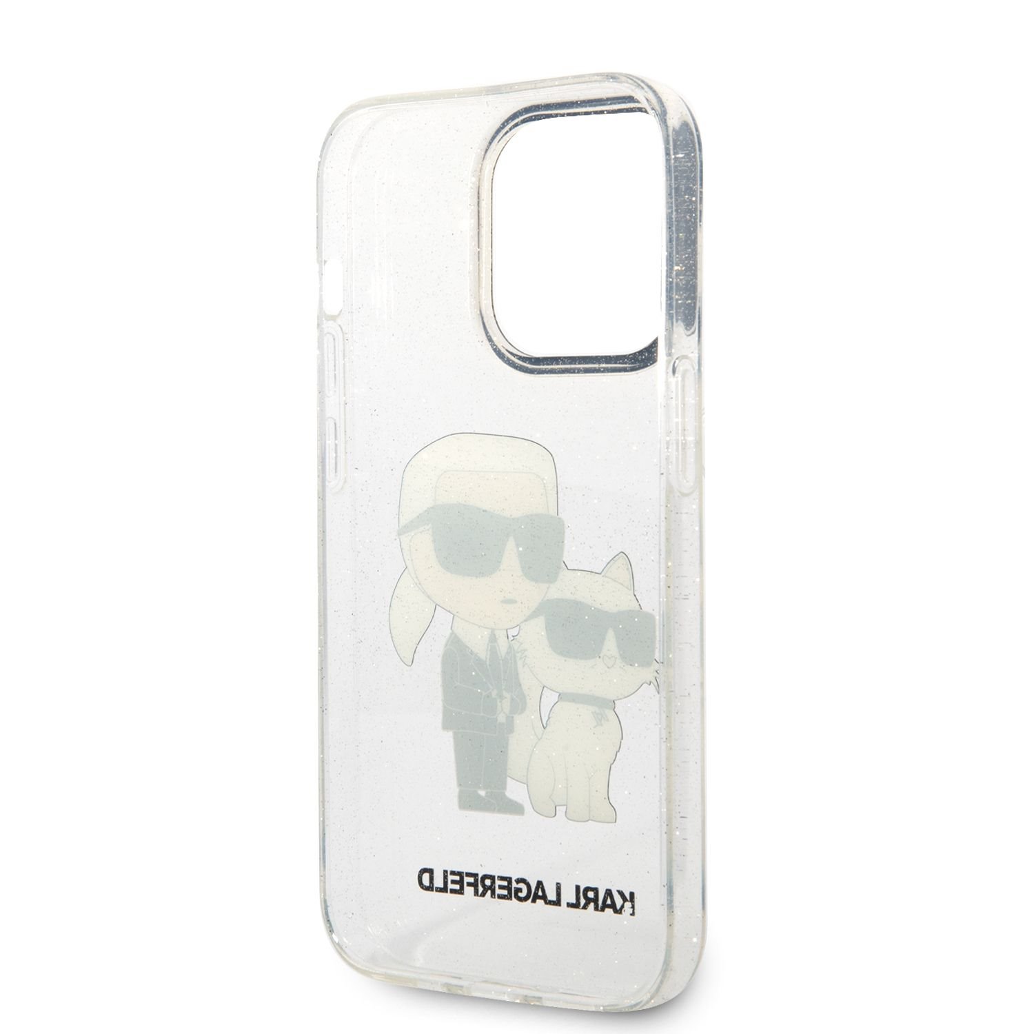 Karl Lagerfeld IML Glitter Karl and Choupette NFT Zadní Kryt pro iPhone 14 Pro Max Transparent