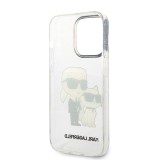 Karl Lagerfeld IML Glitter Karl and Choupette NFT Zadní Kryt pro iPhone 14 Pro Transparent