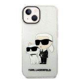 Karl Lagerfeld IML Glitter Karl and Choupette NFT Zadní Kryt pro iPhone 14 Plus Transparent