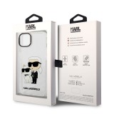 Karl Lagerfeld IML Glitter Karl and Choupette NFT Zadní Kryt pro iPhone 14 Plus Transparent