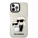 Karl Lagerfeld IML Glitter Karl and Choupette NFT Zadní Kryt pro iPhone 13 Pro Max Transparent