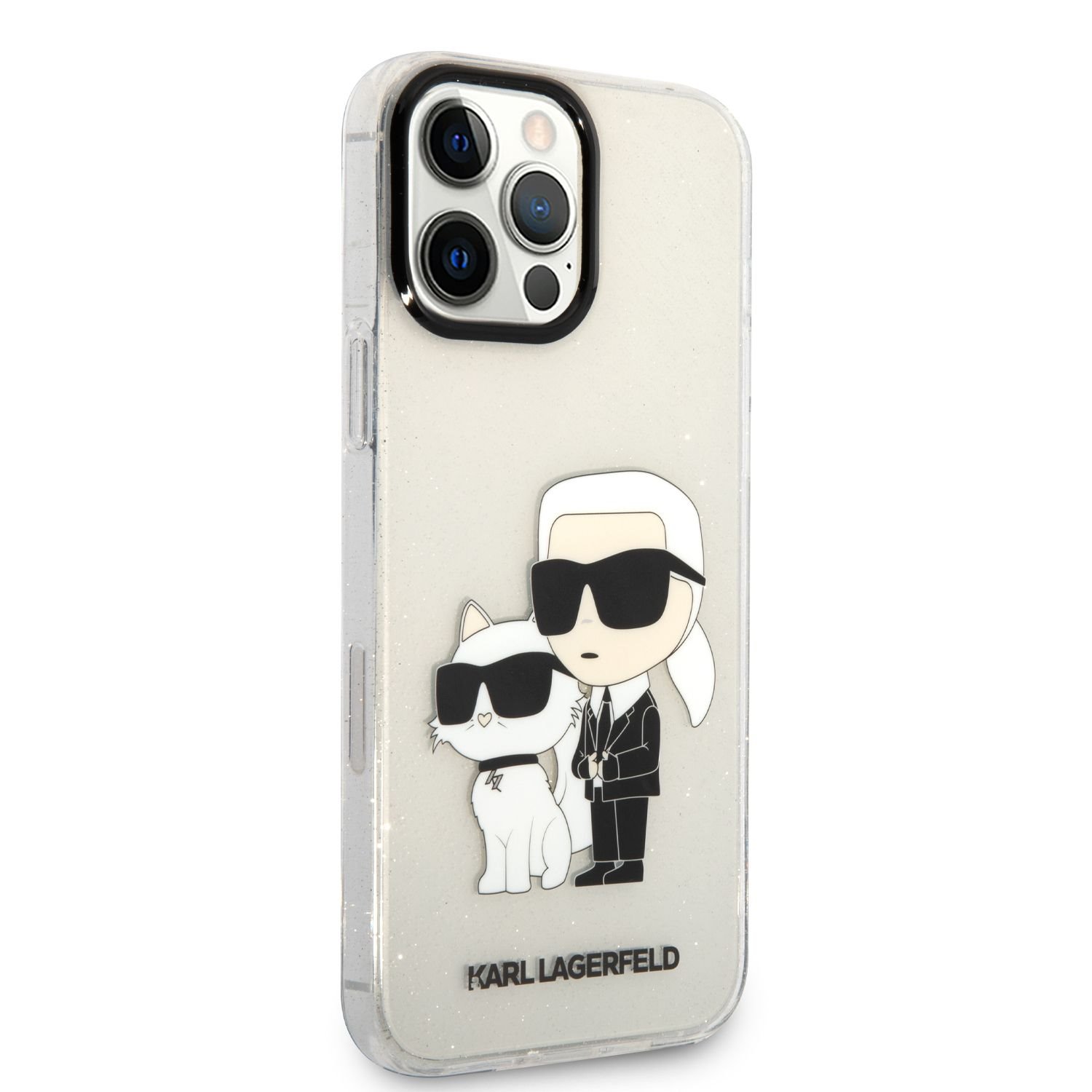 Karl Lagerfeld IML Glitter Karl and Choupette NFT Zadní Kryt pro iPhone 13 Pro Max Transparent