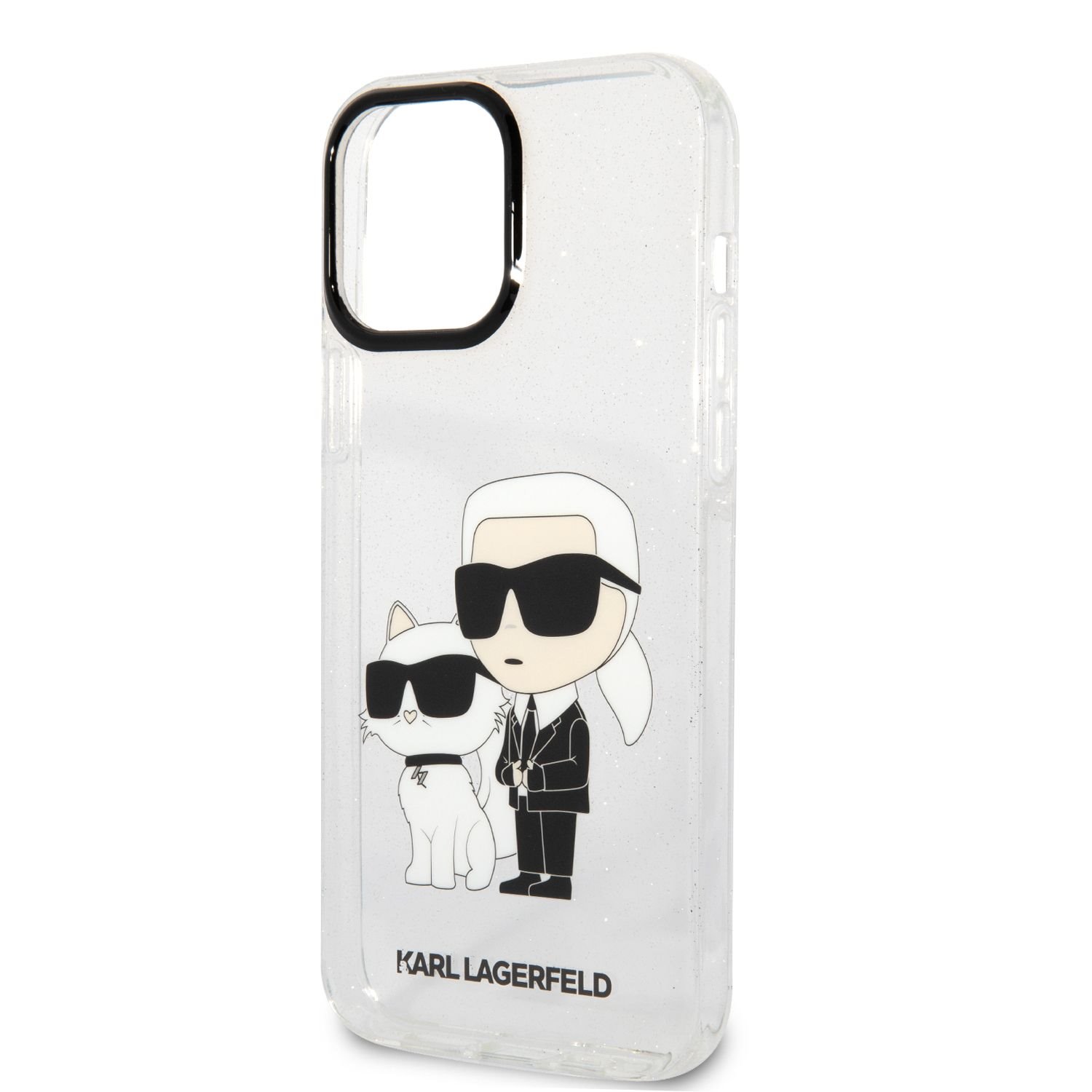 Karl Lagerfeld IML Glitter Karl and Choupette NFT Zadní Kryt pro iPhone 13 Pro Max Transparent